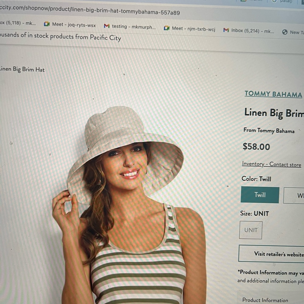 Tommy Bahama Linen Big Brim Cloth Hat